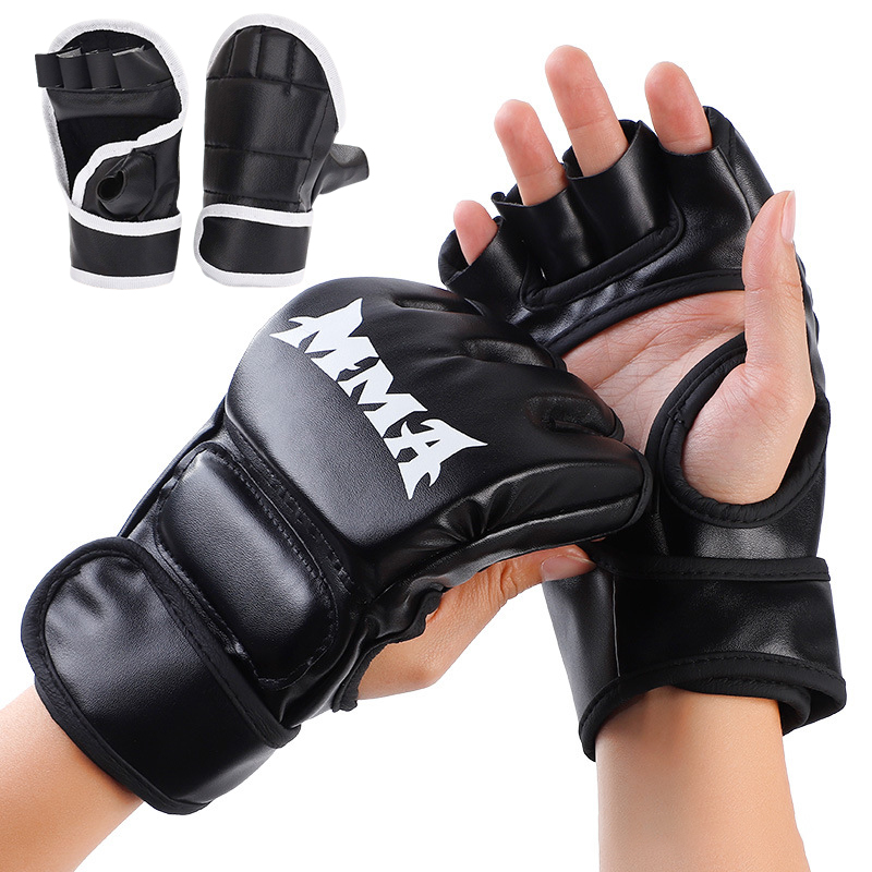Boxing Glove Set - MMA Half‑Finger Boxing Gloves PU Leather